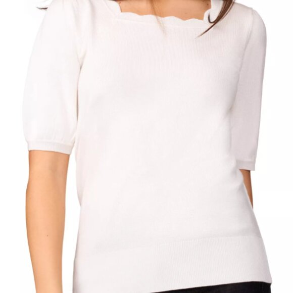 Melissa Paige Scalloped Short-Sleeve Sweater Sz L NWT - Picture 3 of 12